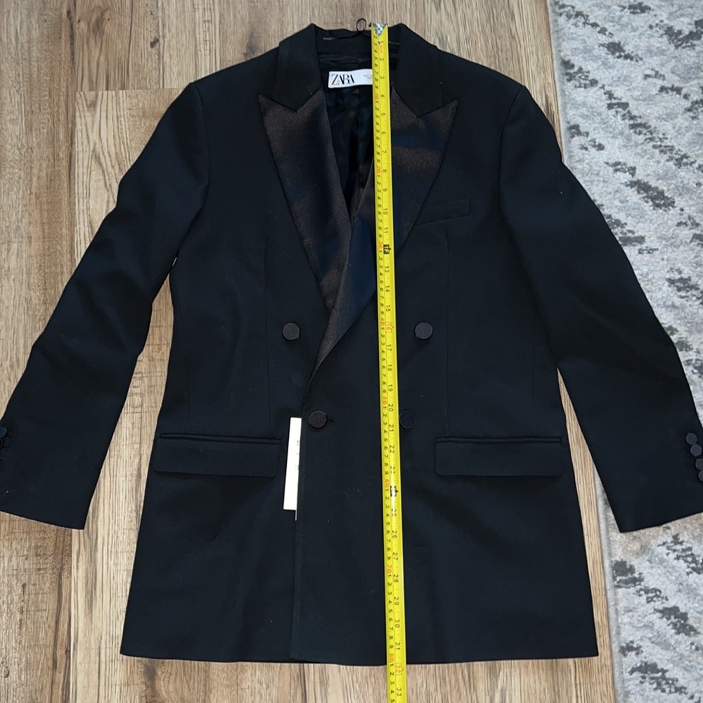 NEW! Zara Tonal Lapel Double Breasted Blazer - Picture 7 of 12